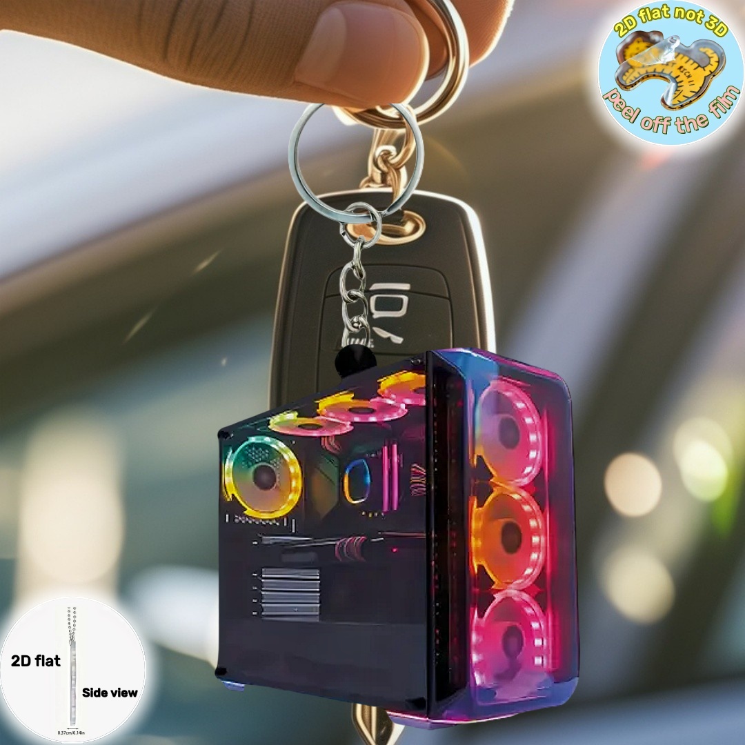 Office Tech Bag - Brelok do komputera RGB, płaski akrylowy