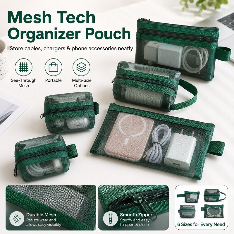 6 szt. Siatkowych etui organiz – Office Tech Bag recenzja i cena